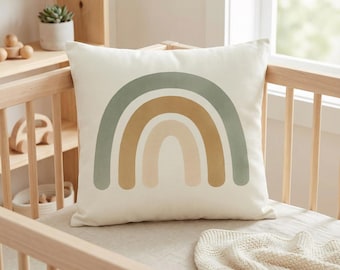 Taie d'oreiller carrée minimaliste arc-en-ciel, décoration calme pour literie de bébé