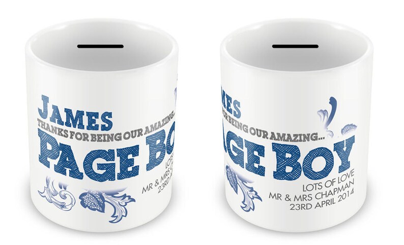 Personalised Money Box Wedding Page Boy Gift Thank You - 