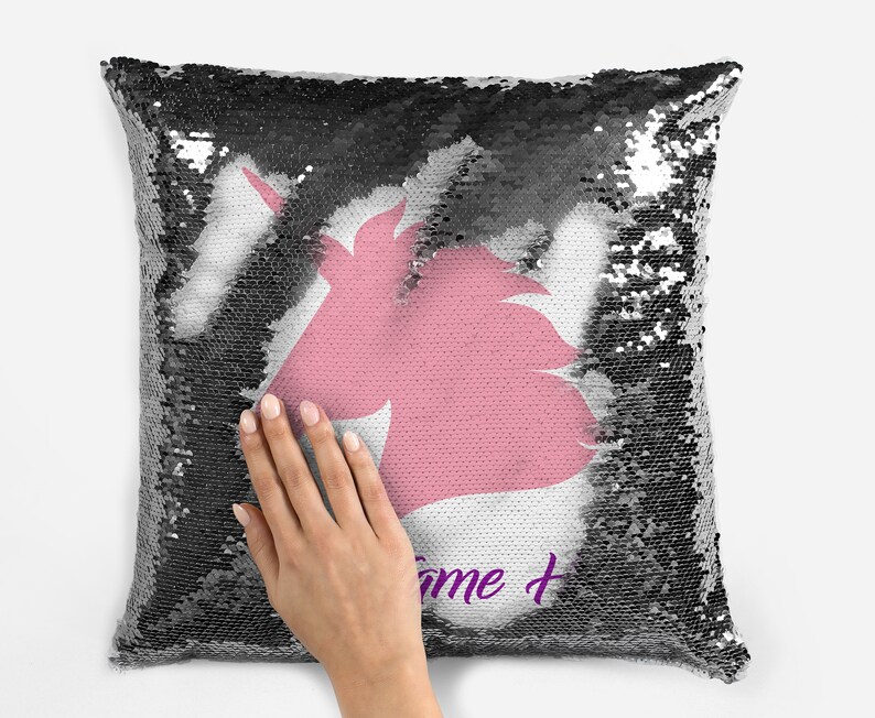 Personalised Unicorn Pink Head 2 Magic Reveal Sequin Cusion Etsy