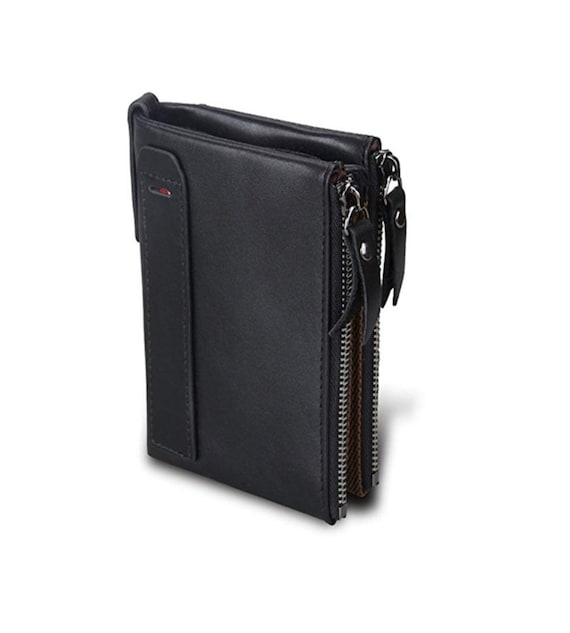 Men RFID Blocking Wallet Small Vintage Crazy Horse Leather Short Purse Bifold