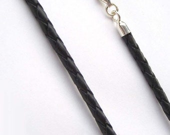 Halskette Ø 2 mm mit Steckverschluss Lederband Lederkette schwarz rund 