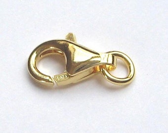 Moschettone da 9 mm per catena placcata oro o chiusura per braccialetto, accessori per gioielli in argento 925