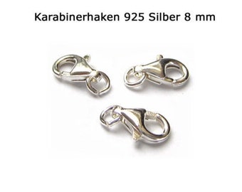 3 Karabinerhaken 8 mm 925 Sterling Silber