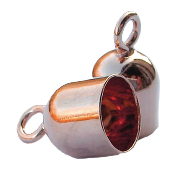 Endkappen Ø 6 mm innen 2 St. 925 Silber rosevergoldet für Lederbänder Kautschukbänder
