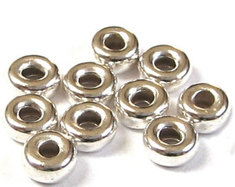 10 piezas anillos huecos de 6 mm 925 plata