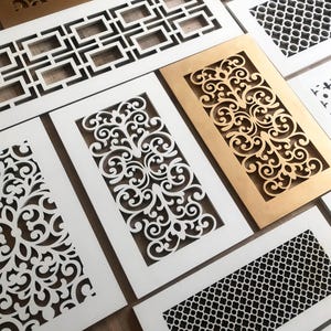 Osłona otworu wentylacyjnego, niestandardowa, drewniana, architektoniczna osłona otworu wentylacyjnego.