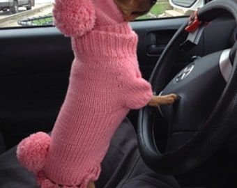 Dog hat. Pink Dog hat with big Pom Poms.Pet hat and sweater. Clothes for dog. Sweater for dog.