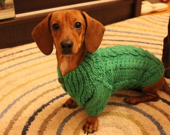 Sweater for dachshund,hand knit sweater for dog,sweater for mini dachshund, dog clothes, dachshund clothes. Dog Sweater, Knit Dog Clothing