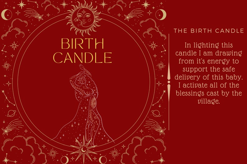 Birth Candle for Blessingways, Mothers Blessings and Baby Shower Gifts