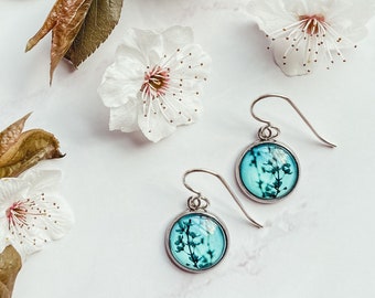 Blue Blossom Earrings - Japanese Sakura Inspired Dangles - Handmade in Australia - Great Mothers Day Gift!