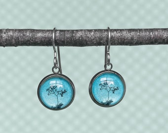 Tree Of Life Earrings - Tree Drop Earrings - Woodland Earrings - Green, Blue, Purple, Red or Black & White