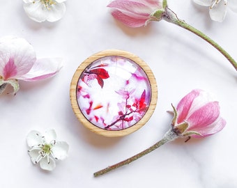 Pink Flower Brooch - Cherry Blossom Brooch - Wood Brooch - Mother's Day Gift Idea
