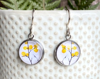 Yellow Deciduous Beech Dangle Earrings - This Stunning Fagus Tree Is Unique To The Island Of Tasmania (Australia)