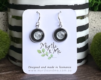 Pendientes colgantes de luna llena - Joyería celestial - Alambres de plata reciclados