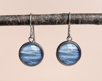 Blue Ocean Dangle Earrings - Featuring Original Seascape Photograph - Mother Day Gift Idea!