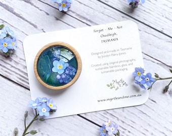 Broche de flor nomeolvides - Precioso broche floral azul - Hecho a mano en Tasmania, Australia
