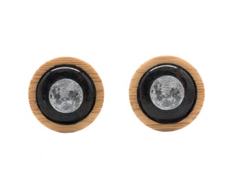 Pendientes de luna llena - Joyería celestial - Bambú ecológico