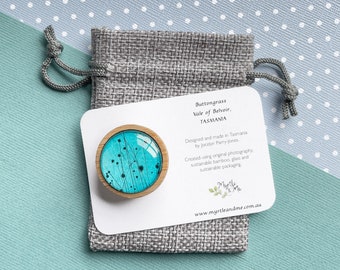 Broche de madera natural - Joyería floral australiana - ¡Disponible en cinco colores diferentes!