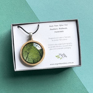 Gum Trees After Fire Eco Nature Pendant - Recycled Silver & and Bamboo - Environmentally Friendly Necklace - Handmade in Tasmania, Australia