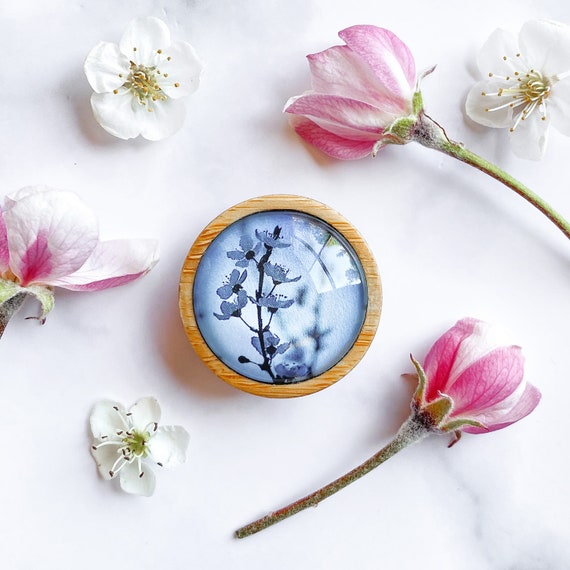 Japanese Brooch Cherry Blossom Brooch Blue Spring Flower Great
