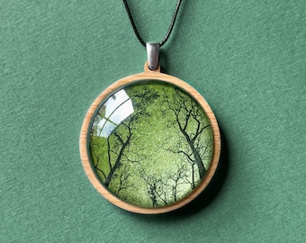 Gum Trees After Fire Nature Pendant - Fatto a mano in Tasmania, Australia - Gioielli ecologici - Collana in bambù e argento riciclato - taglia grande