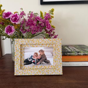 Liberty Yellow Floral Fabric Wrapped Picture Frame- 4x6 photo