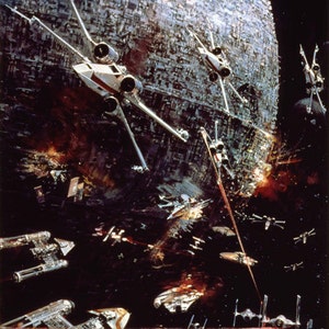 RARE Star Wars- Vintage 1977 Death Star Science Fiction Movie Promotional Poster Print