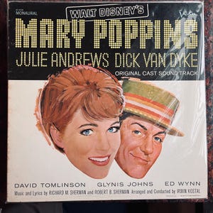 Vintage Vinyl Walt Disney's Mary Poppins 60's Original Cast Sound Track Vinyl LP