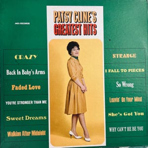 Disco de vinilo vintage de Patsy Cline: los grandes éxitos de Patsy Cline, rock de los años 50, delta, blues, folk, country y mundo