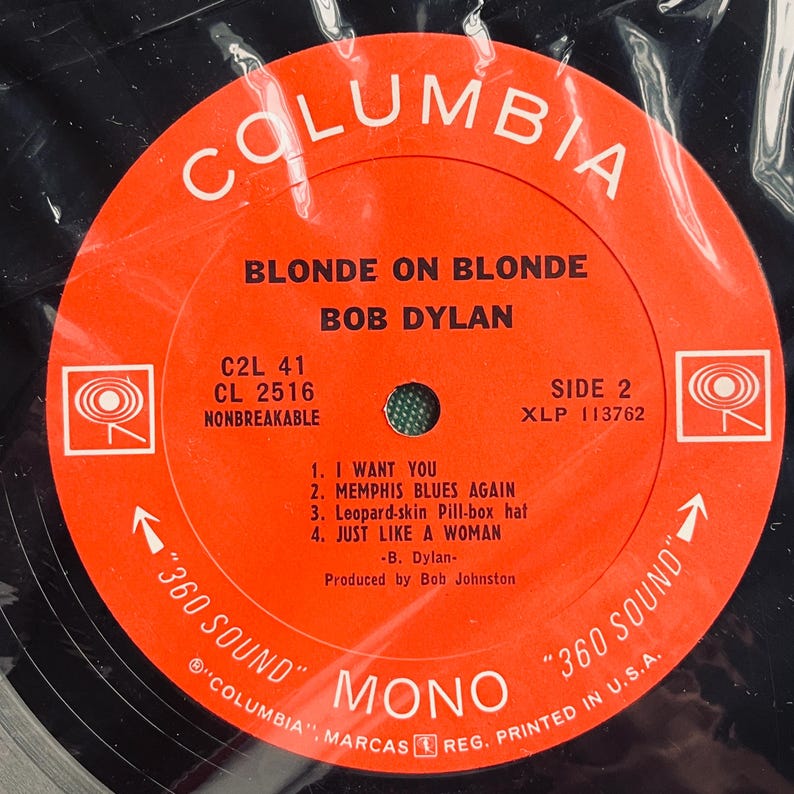Rare Bob Dylan Blonde on Blonde Vinyl – 1966 MONO 1st Press, Cardinale ...