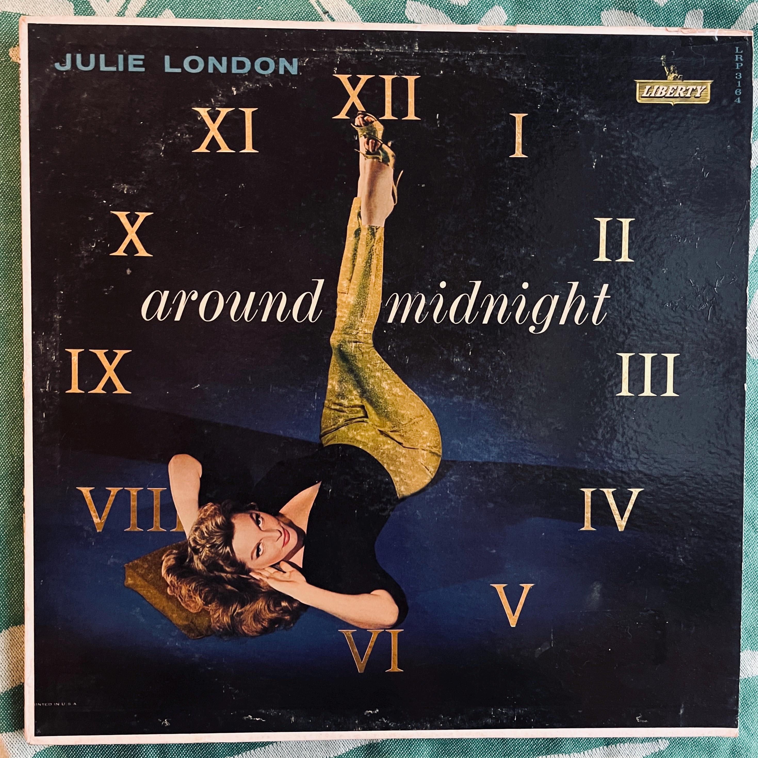 Julie London ...at  USオリジナル盤LP 青盤 希少 Vintage Vinyl Julie London - Around Midnight 60's Cheesecake Pin