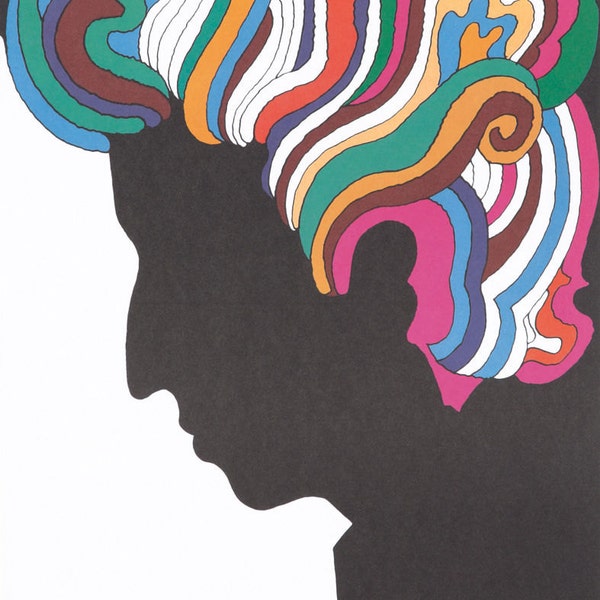 ZELDZAME Milton Glaser - Bob Dylan originele portretposter 1967 Limited Edition offset lithografie Fine Art Print 33 "X 22"