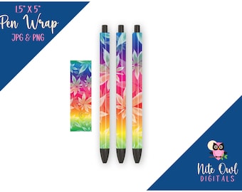 Rainbow Cannabis Leaf Pen Wrap • Printable Sublimation, Vinyl or Waterslide JPG & PNG for Epoxy / Resin Pens