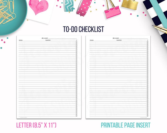 letter to do checklist printable page insert for big happy etsy