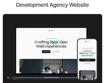 Pode incluir: Um laptop e um telemóvel exibem um site Web para uma agência de desenvolvimento digital chamada "Webily". O site Web apresenta o texto "Crafting Next-Gen Web Experiences" e um botão de chamada para ação que diz "Book a Call".