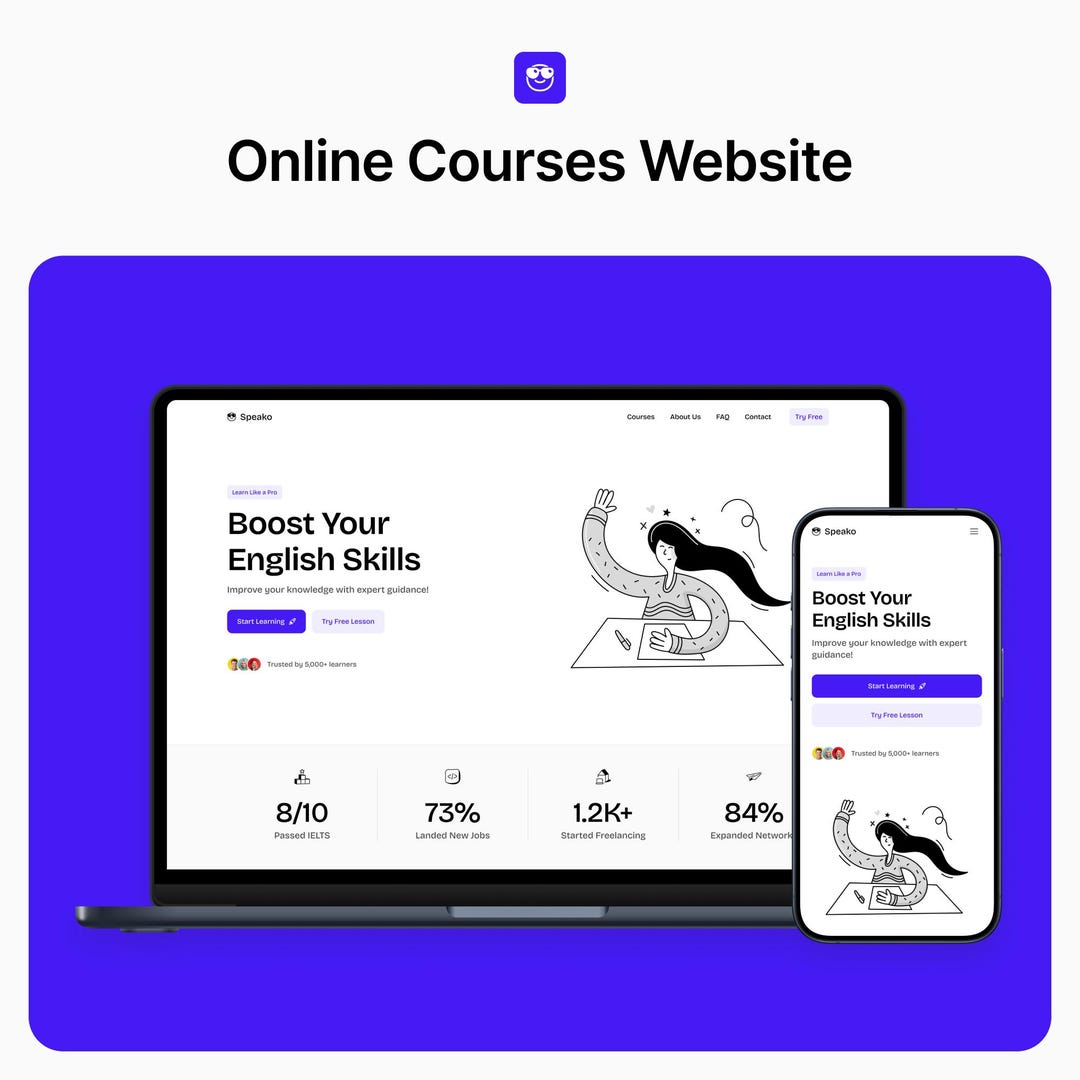 Speako – Online Courses Framer Template - Etsy