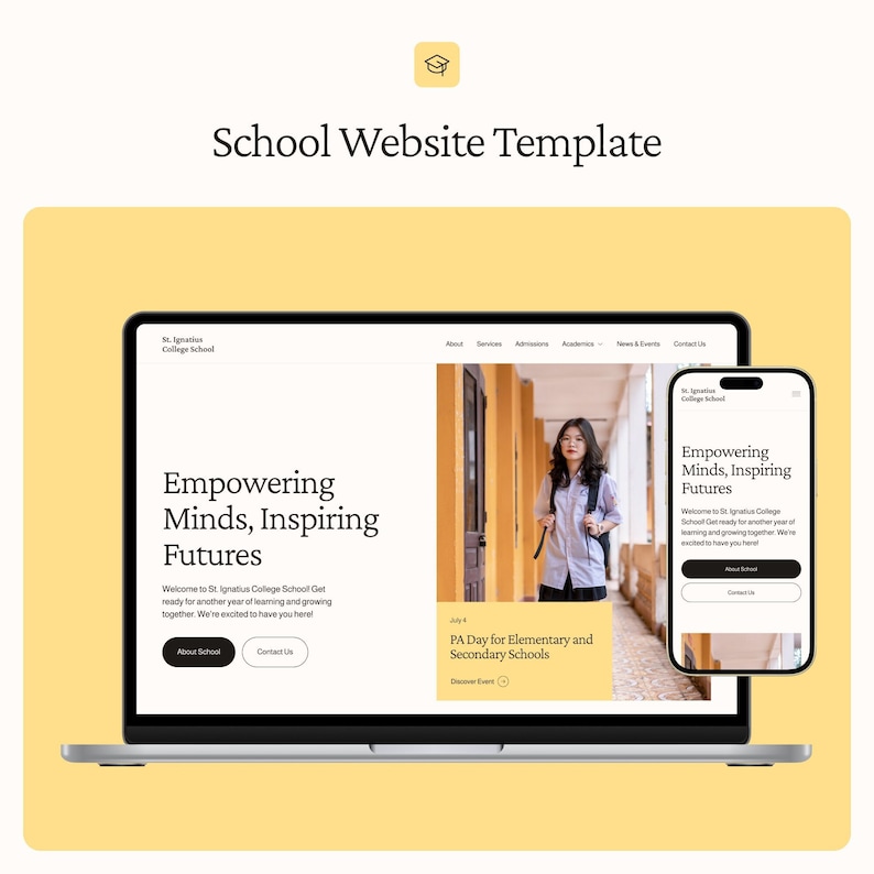 School flow site Design Template Ignatius School Etsy