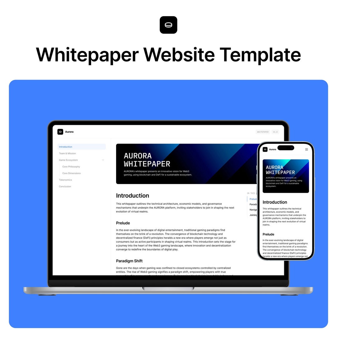 Whitepaper Website Template Aurora Docs - Etsy Australia