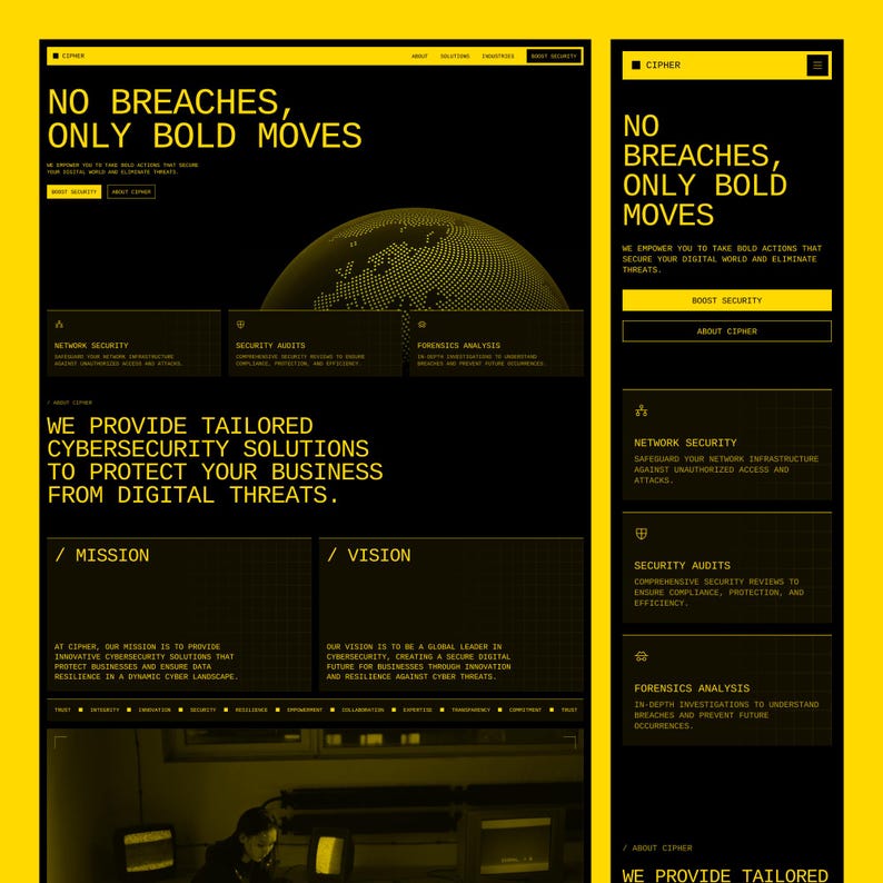 CIPHER – Cybersecurity Company Framer Website - Etsy