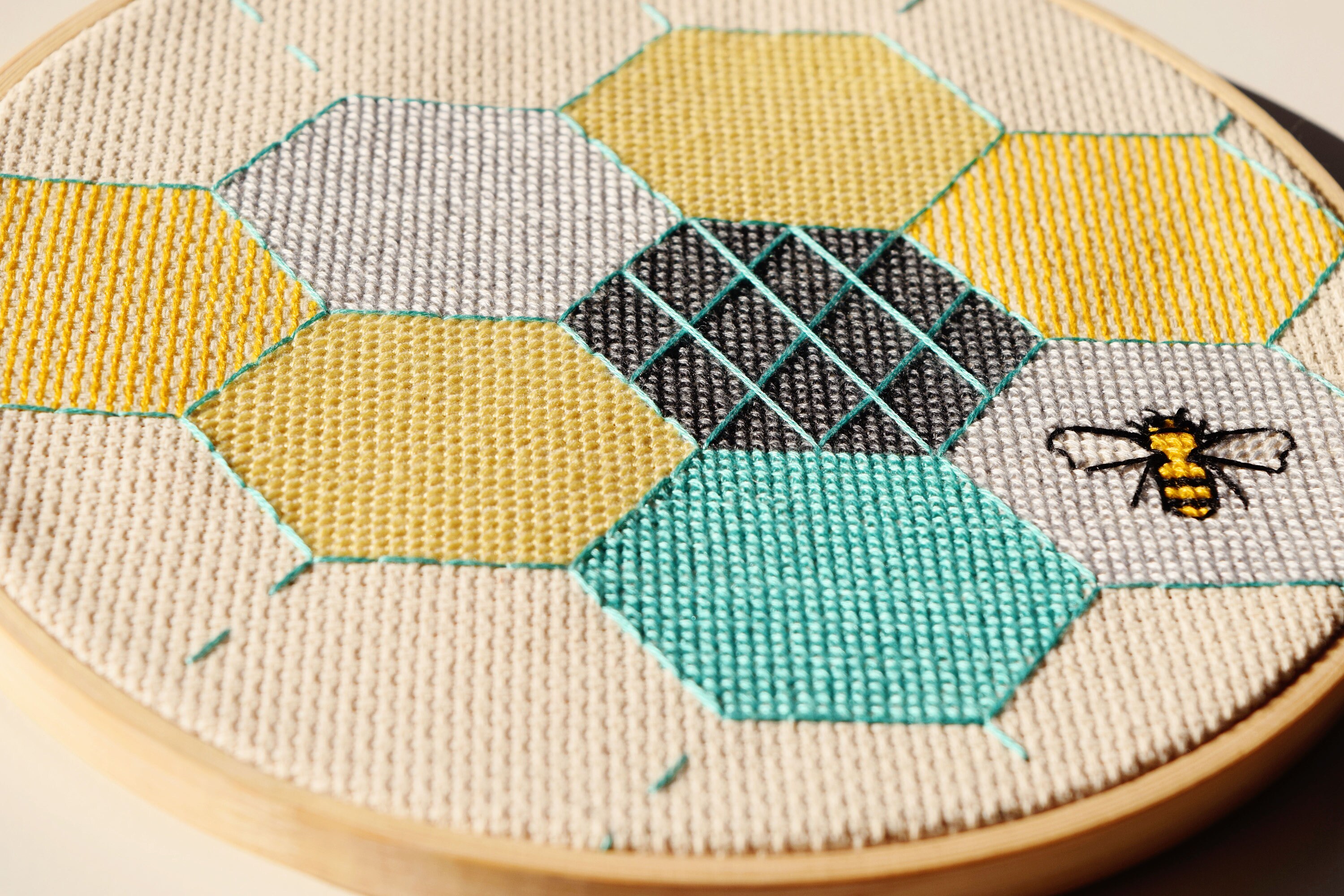 Hive Modern Cross Stitch Patternlarge, Bees, Bee, Diy, Craft