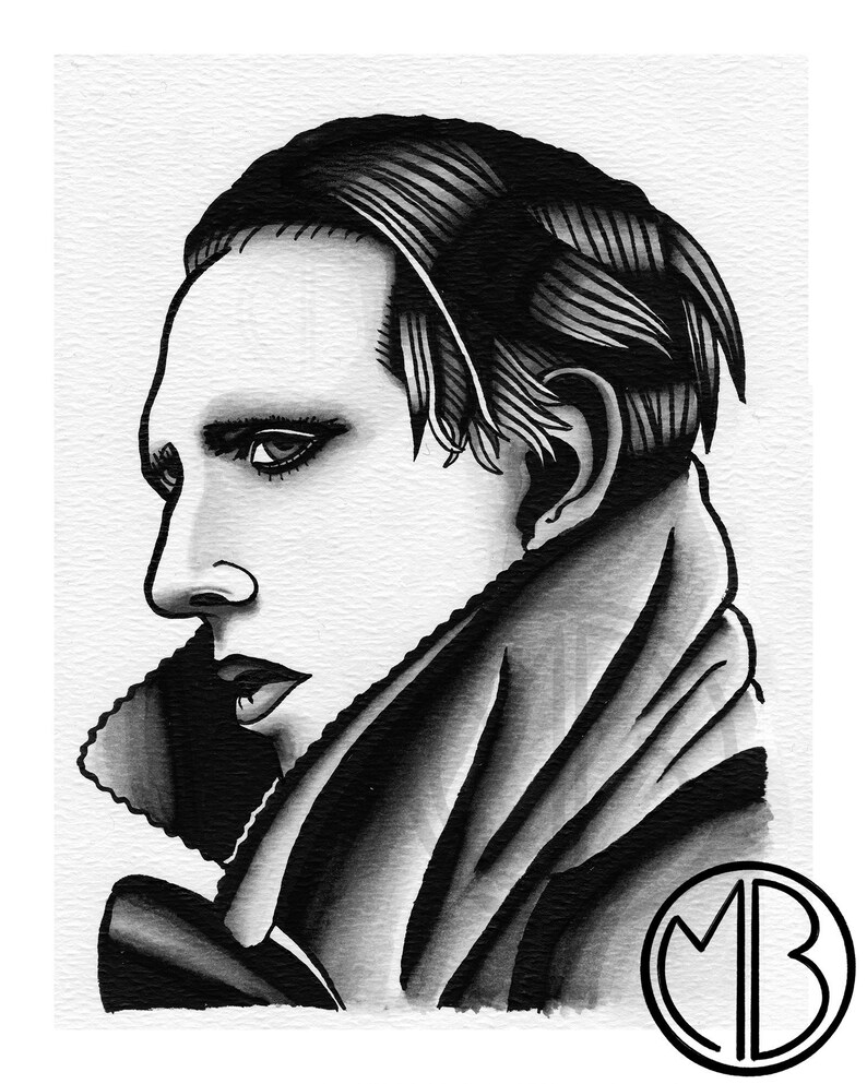 Marilyn Manson Flash Portrait Art Print Etsy