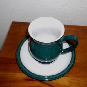 Denby Green and White mug with saucer