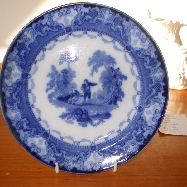 Antique Watteau Flow Blue plate
