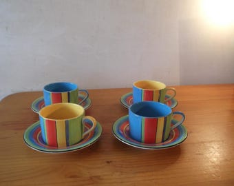 Whittard 4 x tea duos of cups and saucers