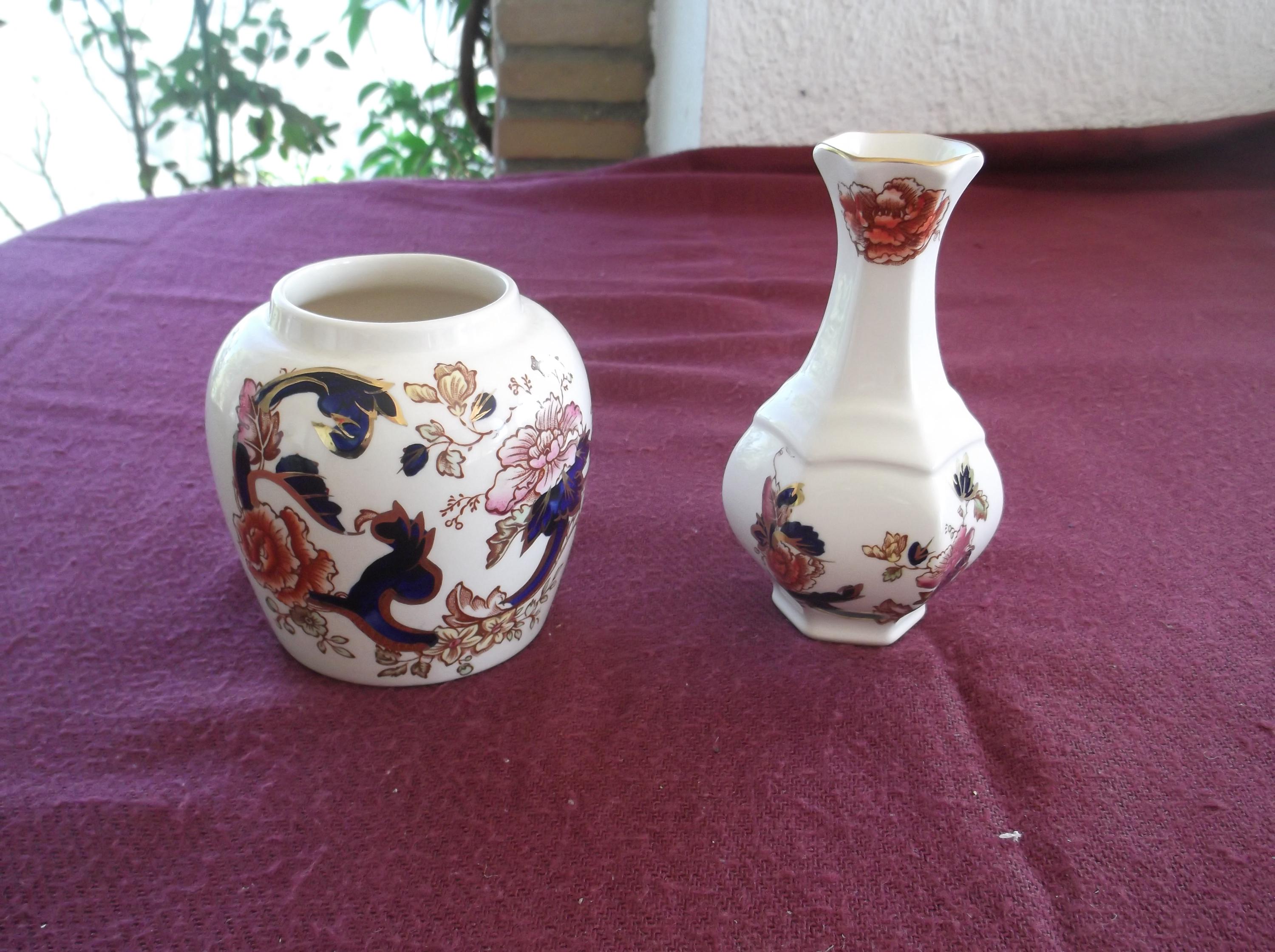 メイソンズ ブルーマンダレイ ゴールドマスク フラワーベース 花瓶