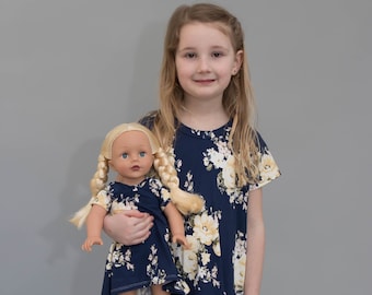 Matching Girl and Doll  Dresses. 18in Doll Clothes. 15in Doll Clothes. Girl Birthday Gift Idea. American Girl Bitty Baby. Holiday Gift