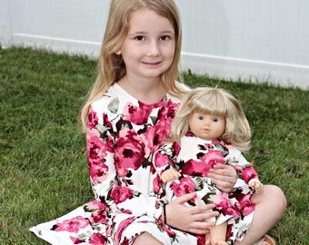 Matching Girl and Doll Twirly Dresses. 18in Doll Clothes. 15in Doll Clothes. Girl Birthday Gift Idea. American Girl Bitty Baby. Holiday Gift