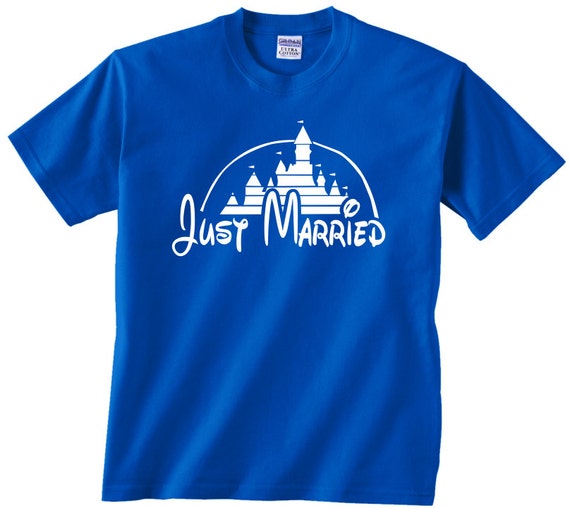 Just Married Disney Castle T Shirt Tshirt Tee Matching Bridal Etsy