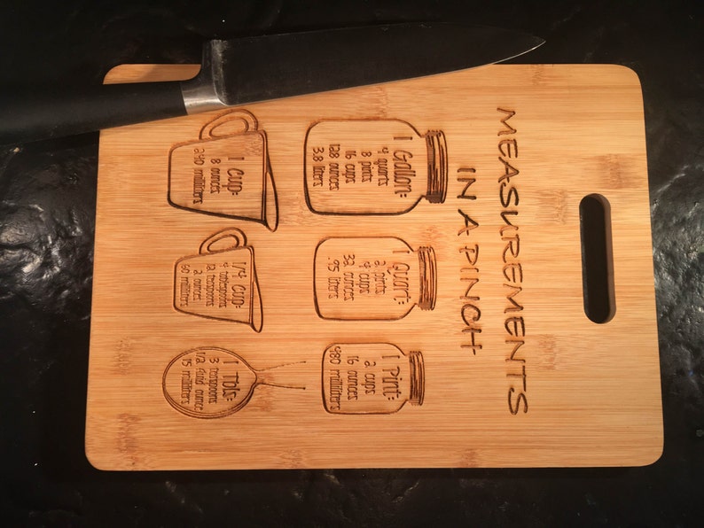 Laser Engraved Cutting Board Measuring Cups Etsy