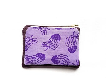 Jellyfish wallet, jellyfish purse. Woman wallet. Fabric wallet. Man wallet. Belt wallet. Fannypack. Vegan wallet. Gift. Violet, lilac